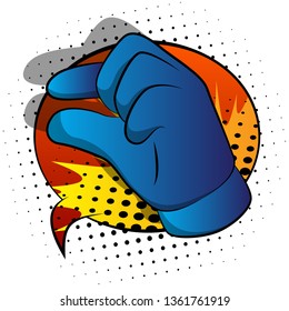 Vector cartoon hand gesturing a small amount. Illustrated hand sign on comic book background.