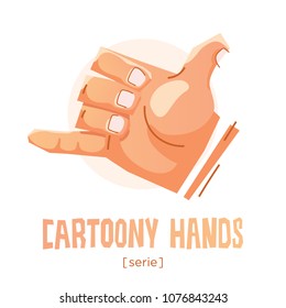 Vector cartoon hand icon illustration of palm fingers gestures