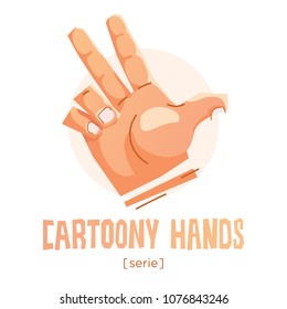 Vector cartoon hand icon illustration of palm fingers gestures