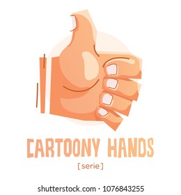 Vector cartoon hand icon illustration of palm fingers gestures
