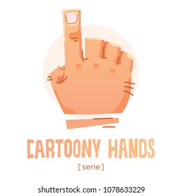 Vector cartoon hand icon illustration of palm fingers gestures numbers