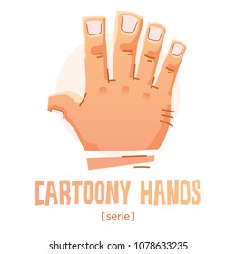 Vector cartoon hand icon illustration of palm fingers gestures numbers