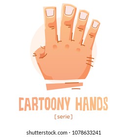 Vector cartoon hand icon illustration of palm fingers gestures numbers