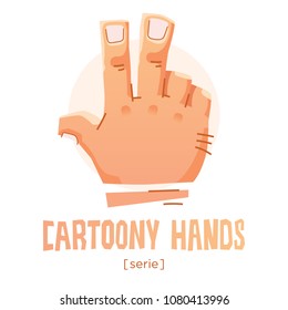 Vector cartoon hand icon illustration of palm fingers gestures