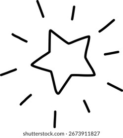 Estrella ilustrada a mano de dibujos animados de Vector con rayas Line Art