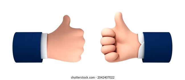 Vektor Cartoon Hand Daumen für Erfolg oder gutes Feedback einzeln auf weißem Hintergrund. Vektorgrafik von positivem Konzept und ähnlichem Symbol.