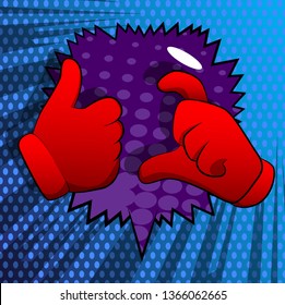 Vector cartoon hands making friendzone symbol. Illustrated hands on comic book background.