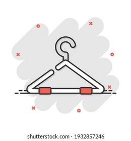 Vector cartoon hanger icon in comic style. Wardrobe hander sign illustration pictogram. Hanger business splash effect concept.