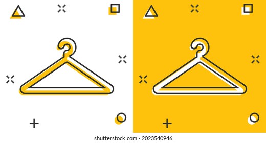 Vector cartoon hanger icon in comic style. Wardrobe hander sign illustration pictogram. Hanger business splash effect concept.