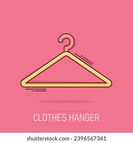 Vector cartoon hanger icon in comic style. Wardrobe hander sign illustration pictogram. Hanger business splash effect concept.