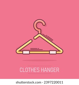 Vector cartoon hanger icon in comic style. Wardrobe hander sign illustration pictogram. Hanger business splash effect concept.