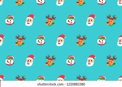 Vector cartoon happy christmas companions santa claus with his friend seamless pattern for design.