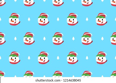 Vector cartoon happy christmas snowman seamless pattern for design.