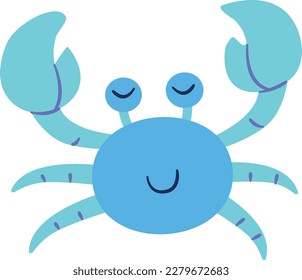 Vector cartoon happy crab isolated    Ocean Animal