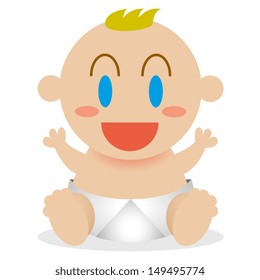 Vector Cartoon  Happy Cute Baby Isolated