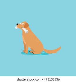 Vector cartoon happy dog with newspaper, card template