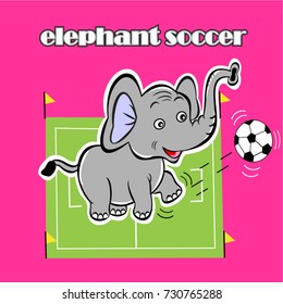 vector cartoon happy funny elephant soccer