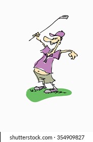 vector cartoon happy golf player 