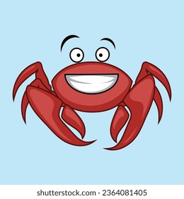 Vector cartoon happy red crab