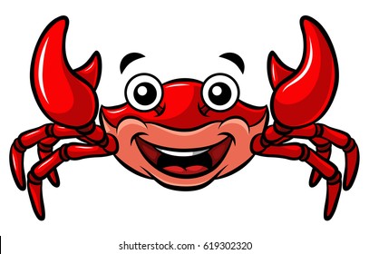 Vector Cartoon Happy Red Crab