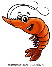 Vector Cartoon Happy Shrimp