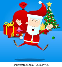 Vector cartoon happy smiling Santa Claus character illustration.