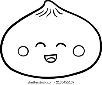 Dibujo del vector Happy Stein Hot Bun Line Art
