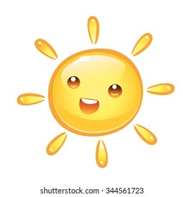 Vector cartoon happy sun isolated