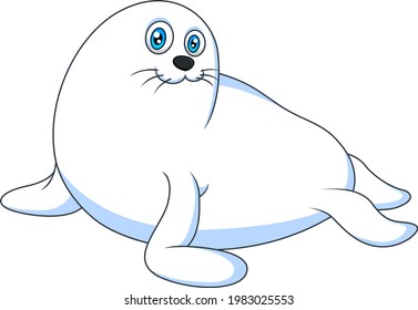 Vector cartoon harp seal cute adorable