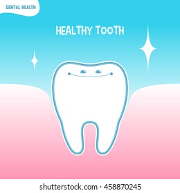Vector cartoon healthy tooth icon, pink and blue. Design for dental clinic