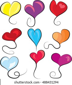 Vector Cartoon Heart Balloons