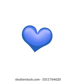 Vector cartoon heart blue icon. Happy valentines day ,Invitation card decoration element, template design. Isolated holiday illustration on blue background.
