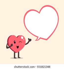 Vector Cartoon Heart Character With Speech Bubble
