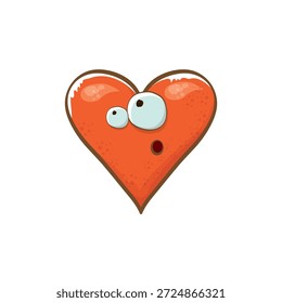 Vektor Cartoon Herz Charakter. Valentinstag, handgezeichnete Grußkarte mit lustiger Cartoon-Herzfigur einzeln auf weißem Hintergrund. Konzept Valentinstag Comic funky Kinder Poster oder Banner
