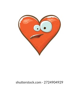 Personaje de corazón de dibujos animados de Vector. Tarjeta de felicitación dibujada a mano del día de San Valentín con el carácter divertido del corazón de la historieta aislado en el fondo blanco. Cartel o Anuncio funky cómico del día de San Valentín conceptual para niños