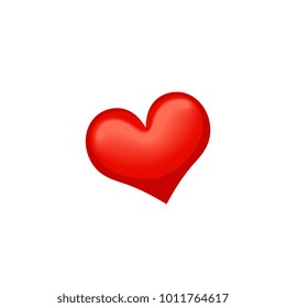 Vector cartoon heart red icon. Happy valentines day ,Invitation card decoration element, template design. Isolated holiday illustration on white background.