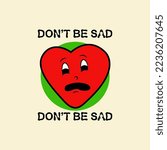 vector cartoon heart is sad