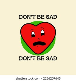 vector cartoon heart is sad