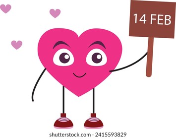 Vector Cartoon Heart Shape Celebrating Valentine's Day