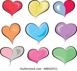 Vector Cartoon Heart Shape Vectors