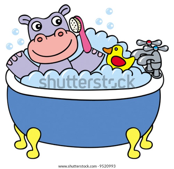 Vector Cartoon Hippo Bathtub Stock Vector (Royalty Free) 9520993