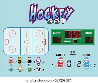 Vector cartoon Hockey Set/ Hockey vector elements/ Editable Eps10. 