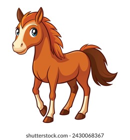 Vector of cartoon horse illustration on white