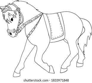 Vector cartoon horse.Cute little horse character, hand drawn vector illustration.Educational Game for Kids.Can be used for t-shirt print, kids wear, baby shower, nursery.