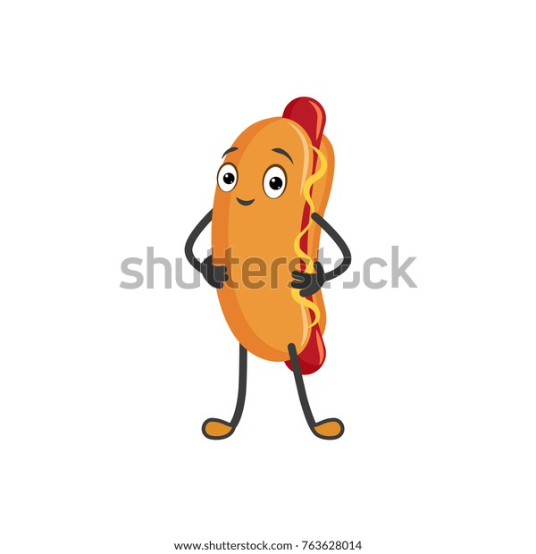 Vector Cartoon Hotdog Character Humanized Snack Stock Vector (Royalty ...