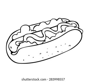 Hot Dog Single Icon Outline Style Stock Vector (Royalty Free) 740364661