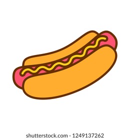 Vector Cartoon Hotdog Icon Isolated On White Background