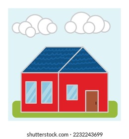 vector of cartoon house. Simple colorful house
