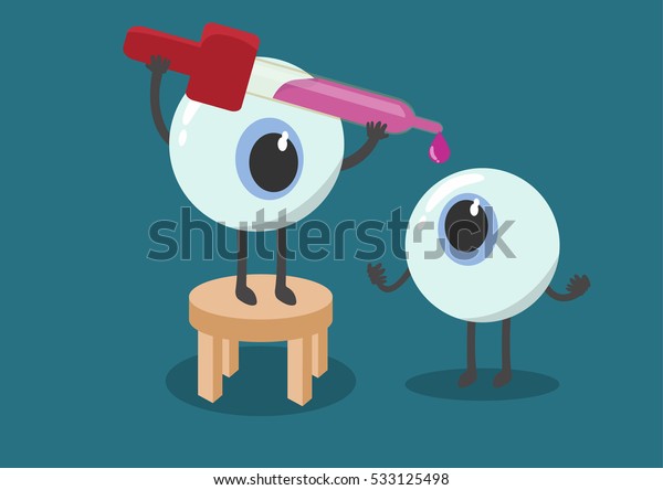 vector cartoon human eyes\
drop medicament.Used to describe the eye clinic or illnesses\
related to the eye and ideal for training materials, catalogs and\
institutional.