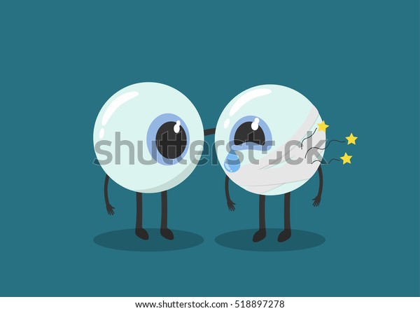 vector cartoon human eyes injury.Used\
to describe the eye clinic or illnesses\
related.